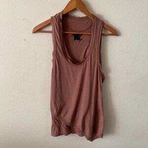 FRENCHI XL (JUNIOR SIZE) TAN SCOOP-NECK DRAPE RACERBACK TANK TOP